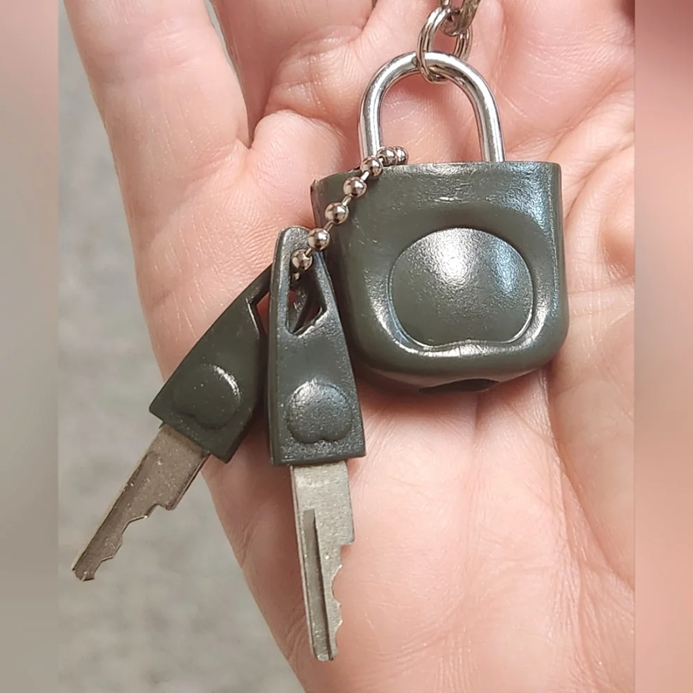 Restoration Hardware Charcoal Gray Padlock Keychain